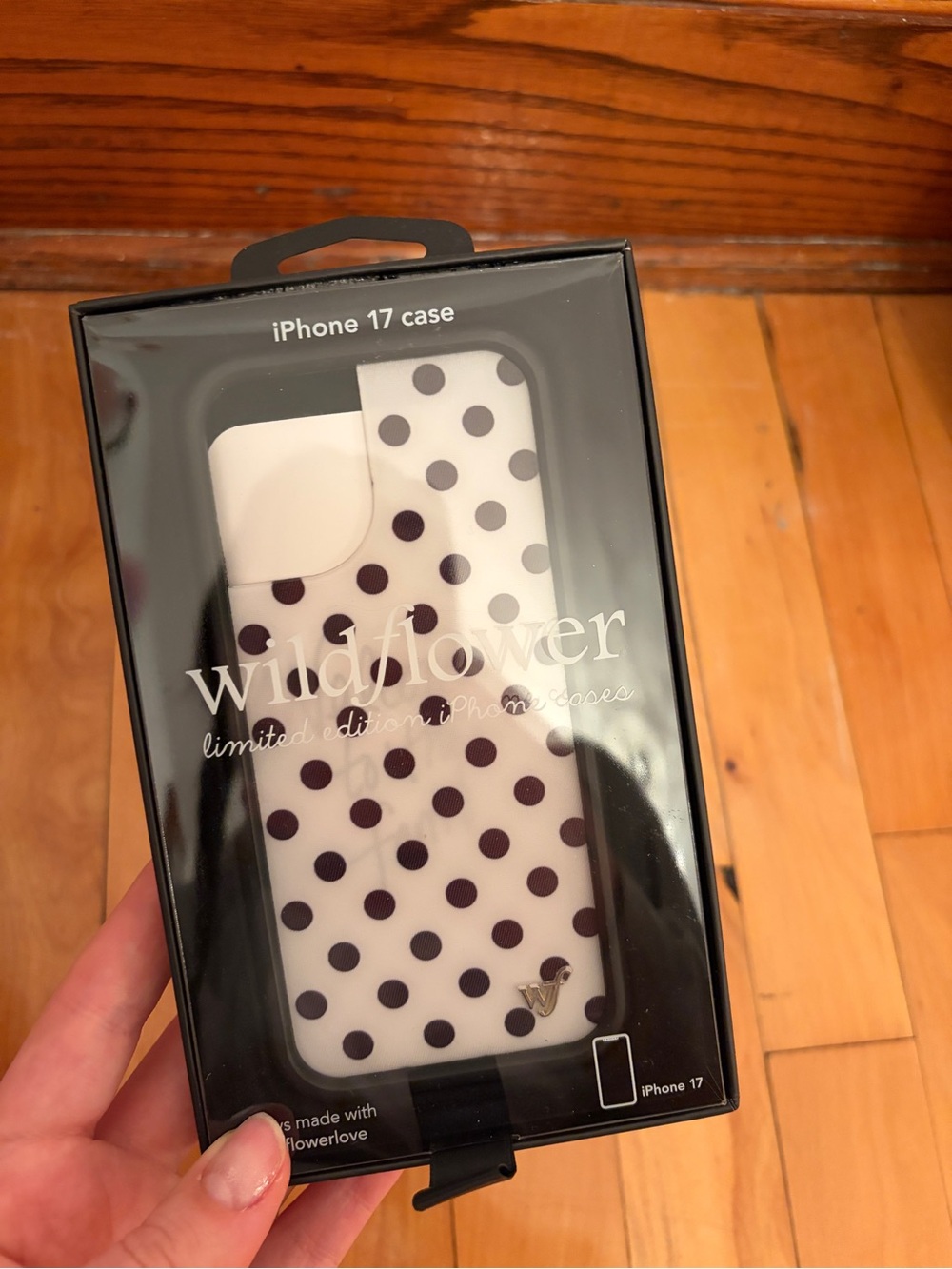 Wildflowers White Case with Black Polka Dots for iPhone 17